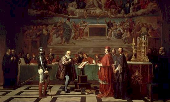 Galileu diante dos membros do Santo Ofício, por Robert-Fleury Joseph-Nicolas (1797-1890)