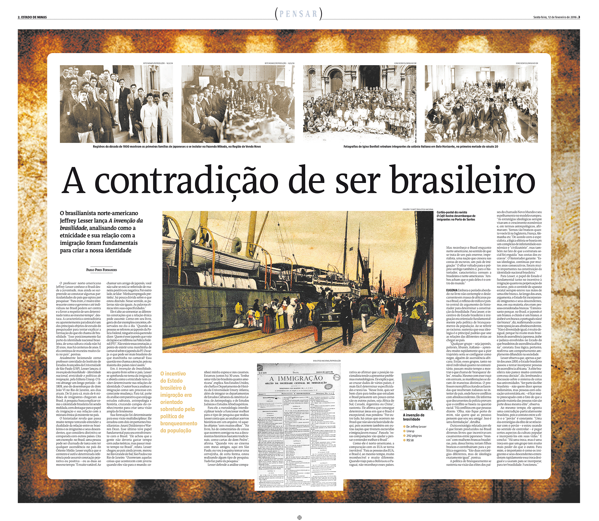 Matéria sobre A invenção da brasilidade no Estado de Minas